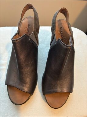 Naked Feet Brown Leather Open-Toe Slingback Mules